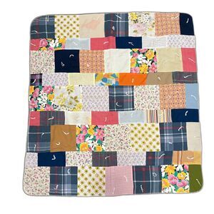Vintage Handmade Patchwork Crib Quilt Baby Girl Colorful‎ White Tacked
